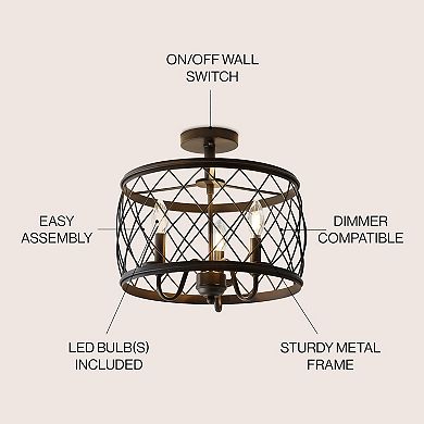 Eleanor Metal LED Semi Flush Mount Ceiling Light