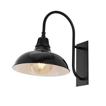 Stanley 12.25" Farmhouse Industrial Indoor/outdoor Iron Led Gooseneck Arm Sconce