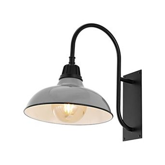 Stanley 12.25" Farmhouse Industrial Indoor/outdoor Iron Led Gooseneck Arm Sconce