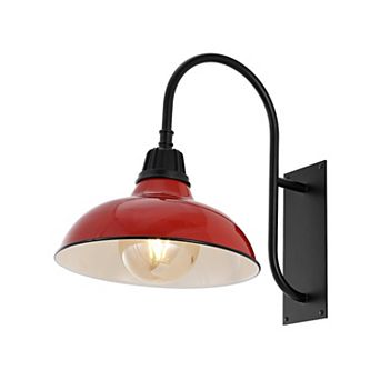 Stanley 12.25" Farmhouse Industrial Indoor/outdoor Iron Led Gooseneck Arm Sconce