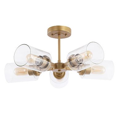 Jaymes Farmhouse Industrial Iron Cylinder LED Semi Flush Mount
