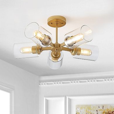 Jaymes Farmhouse Industrial Iron Cylinder LED Semi Flush Mount
