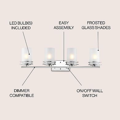 Fairfax Metal/Frosted Glass Contemporary Glam LED Vanity Light