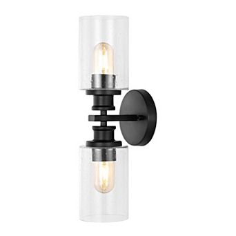 Jules Edison Cylinder Iron/Seeded Glass Farmhouse Contemporary LED Wall Sconce