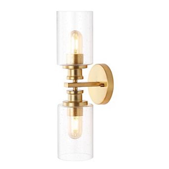 Jules Edison Cylinder Iron/Seeded Glass Farmhouse Contemporary LED Wall Sconce