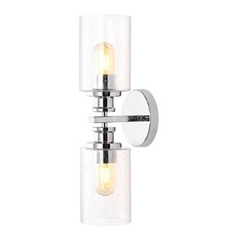 Jules Edison Cylinder Iron/Seeded Glass Farmhouse Contemporary LED Wall Sconce