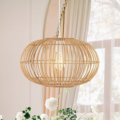 Leo Farmhouse Coastal Rattan LED Pendant