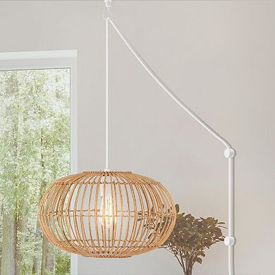 Leo Farmhouse Coastal Rattan LED Pendant