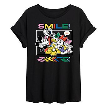 Disney's Mickey Mouse & Friends Juniors' Smile Oversized Tee