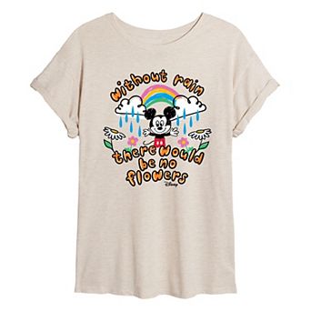 Disney's Mickey Mouse Juniors' Flowers Oversized Tee