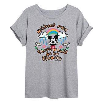 Disney's Mickey Mouse Juniors' Flowers Oversized Tee