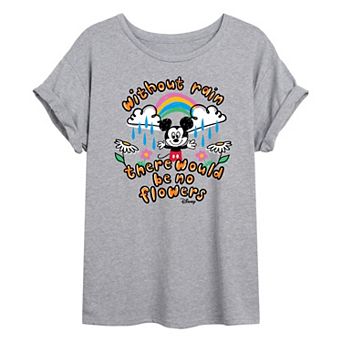 Disney's Mickey Mouse Juniors' Flowers Oversized Tee