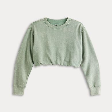 Juniors' SO® Fleece Cropped Bubble Hem Sweatshirt