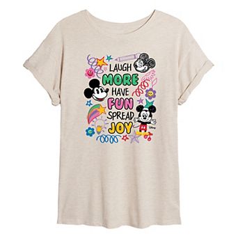 Disney's Mickey Mouse Juniors' Laugh More Oversized Tee