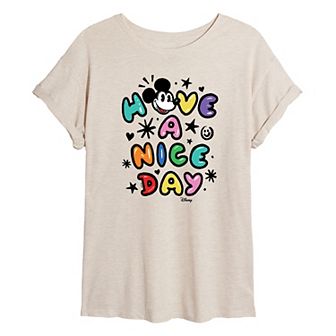 Disney's Mickey Mouse Juniors' Have A Nice Day Oversized Tee