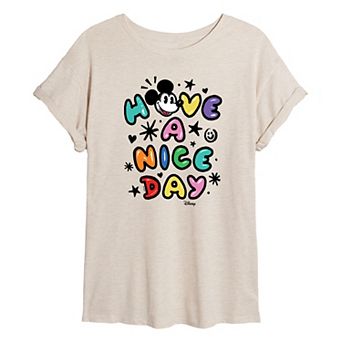 Disney's Mickey Mouse Juniors' Have A Nice Day Oversized Tee