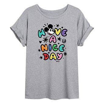 Disney's Mickey Mouse Juniors' Have A Nice Day Oversized Tee