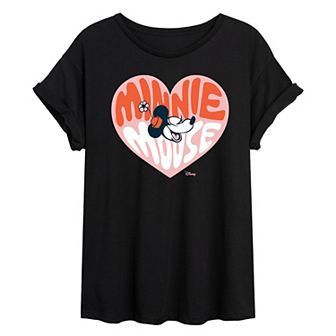 Disney's Minnie Mouse Juniors' Retro Heart Oversized Tee