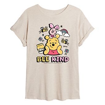 Disney's Winnie The Pooh Piglet & Pooh Juniors' Bee Kind Oversized Tee