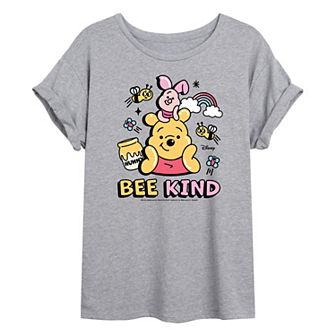 Disney's Winnie The Pooh Piglet & Pooh Juniors' Bee Kind Oversized Tee