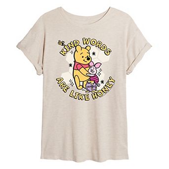 Disney's Winnie The Pooh Piglet & Pooh Juniors' Kind Words Are Honey Oversized Tee