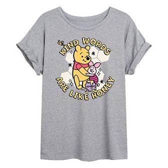 Disney's Winnie The Pooh Piglet & Pooh Juniors' Kind Words Are Honey Oversized Tee