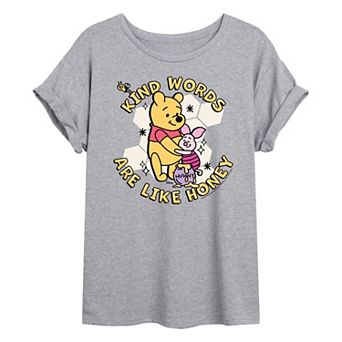 Disney's Winnie The Pooh Piglet & Pooh Juniors' Kind Words Are Honey Oversized Tee