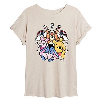 Disney's Winnie The Pooh Juniors' Rainbow & Stars Oversized Tee