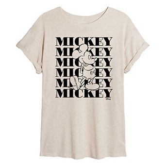 Disney's Mickey Mouse Juniors' Stacked Oversized Tee