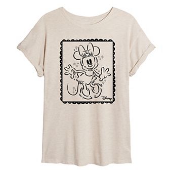 Disney's Minnie Mouse Juniors' Stamp Oversized Tee