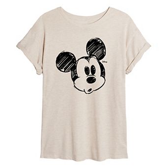 Disney's Mickey Mouse Juniors' Sketch Head Oversized Tee