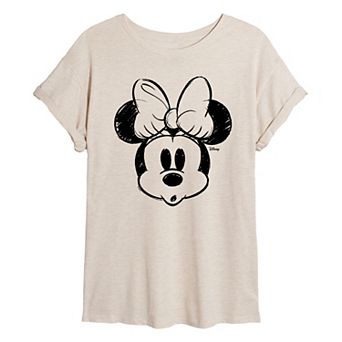 Disney's Minnie Mouse Juniors' Sketch Head Oversized Tee