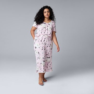 Plus Size Simply Vera Vera Wang 2-pc. Short Sleeve Top & Culotte Pajama Set