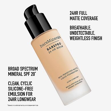 bareMinerals BAREPRO 24HR Wear Skin-Perfecting Matte Liquid Foundation Mineral SPF 20