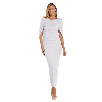 Women's R&M Richards Drape Back Glitter Chiffon Maxi Dress