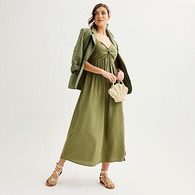 Juniors' Rewind Sleeveless Twist Front Maxi Dress