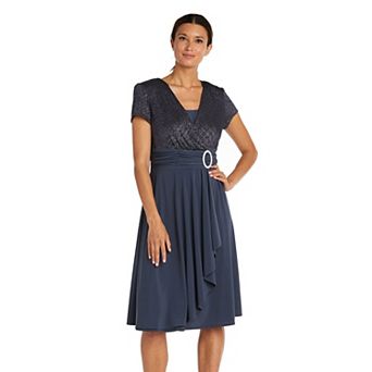 Women's R&M Richards Cascade Faux-Wrap Dress