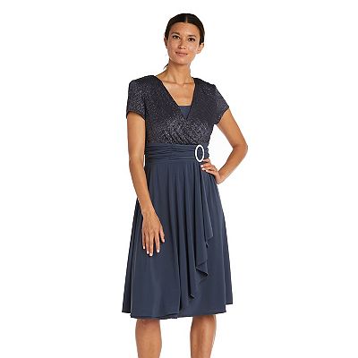 r&m richards short-sleeve faux-wrap dress RM Richards Petite Women's 4P Wine Short Sleeve Faux Wrap Dress, NWT