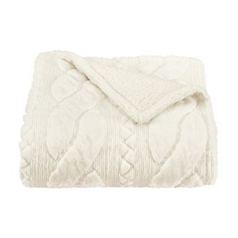 Five Queens Court Caress Cable Texture Reversible Throw Blanket