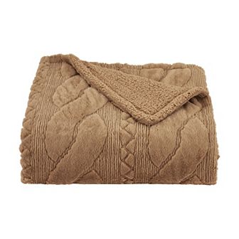 Five Queens Court Caress Cable Texture Reversible Throw Blanket