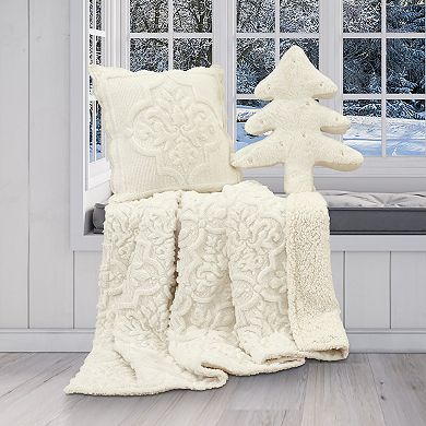 Five Queens Court Treasure Textured Fleece Reversible Throw Blanket