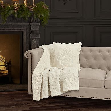 Five Queens Court Treasure Textured Fleece Reversible Throw Blanket