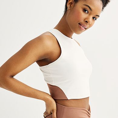 Juniors' SO® Sporty Colorblock High Neck Cropped Tank Top