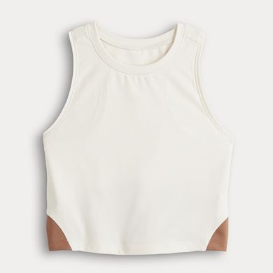 Juniors' SO® Sporty Colorblock High Neck Cropped Tank Top