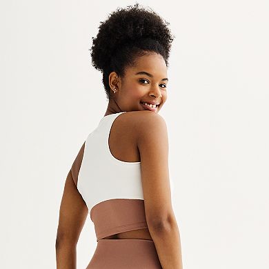 Juniors' SO® Sporty Colorblock High Neck Cropped Tank Top