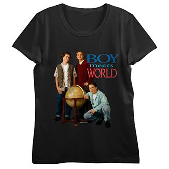Juniors' Boy Meet World Globe Group Graphic Tee