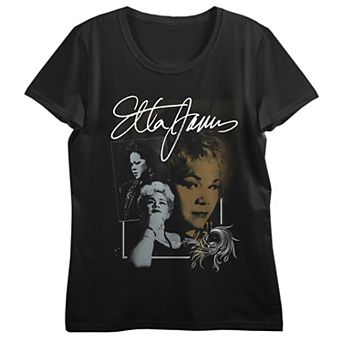 Juniors' Etta James Collage Art Graphic Tee