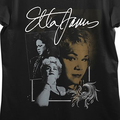 Juniors' Etta James Collage Art Graphic Tee
