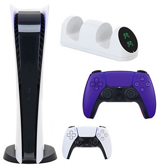 PS5 Digital Console with Extra Purple Dualsense Controller and Dual Charging Dock