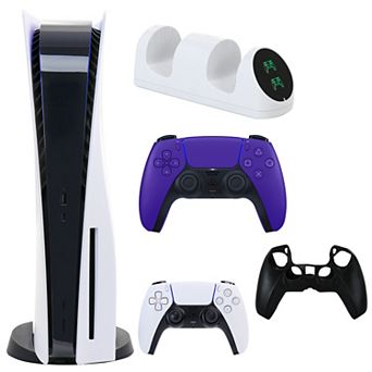 Ps5 Core With Extra Purple Dualsense Controller, Dual Charging Dock And Silicone Sleeve